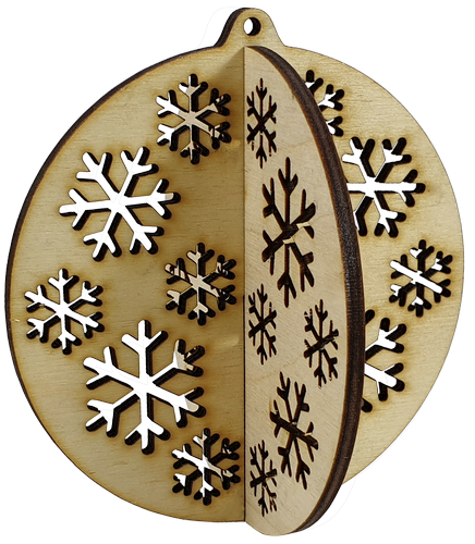 Новогоднее украшение Шарик со снежинками 3D 10 см AS-4255, F-0133