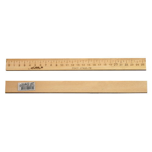 Линейка Деревянная 25 см напечатанная со штрих-кодом AS-0653, К-4055