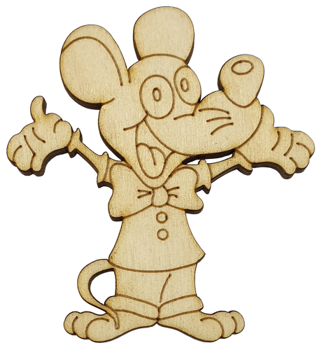 Фигурка фанерная - Мышонок №  9 с галстуком-бабочкой 72 х 80 мм с магнитом AS-4833, В-0391