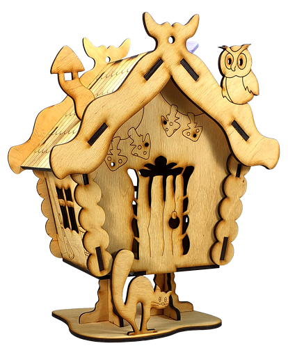 Домик № 19 копилка, избушка на курин.ножках 21,5 х 15 х 27 см из фанеры AS-4294 фото 2