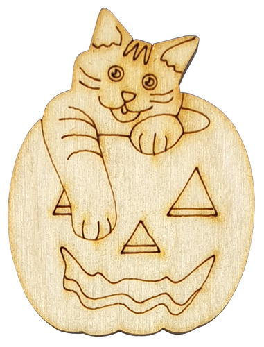 Фигурка фанерная - Тыква с котом сверху 5 x 6,5 см AS-4617, В-0216
