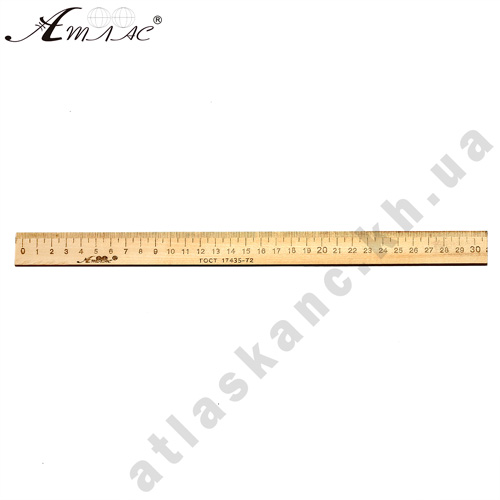 Линейка Деревянная 30 см напечатанная, только опт от 100 шт AS-0663, К-4058