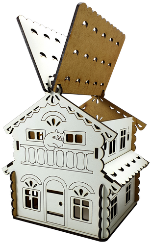 Дом №  9 шкатулка с открывающейся крышей, из МДФ 15 х 13 х 17 см AS-6245, М-2082 фото 2