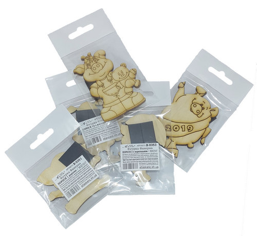 Фигурка фанерная - Свинка №  2 с большим пятачком 51 х 75 мм с магнитом AS-4803, В-0352 фото 2