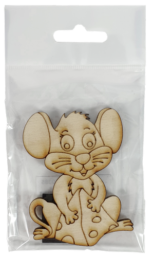 Фигурка фанерная - Мышонок №  3 с сыром пирамидкой 53 х 70 мм с магнитом AS-4827, В-0385 фото 2