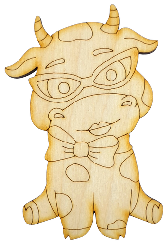 Фигурка фанерная - Корова или Бык № 11 в очках 5,5 х 8 см + магнит AS-4524