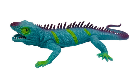 Игрушка Силиконовая тянучка Ящерица Большая бирюзовая с красным хребтом  14181 фото 2