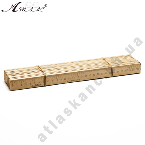 Линейка Деревянная 30 см напечатанная со штрих-кодом AS-0654, К-4052 фото 2