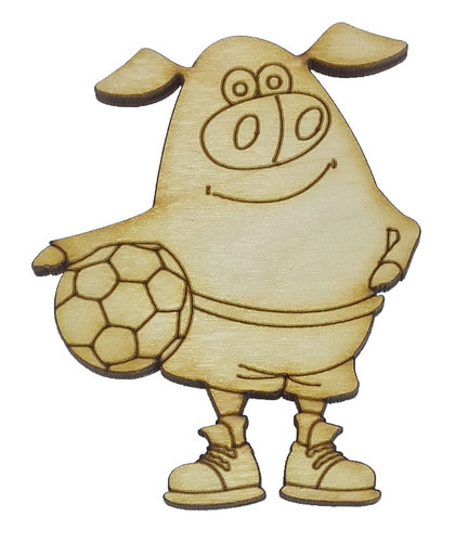 Фигурка фанерная - Свинка № 13 с мячом 59 х 75 мм с магнитом AS-4814, В-0363