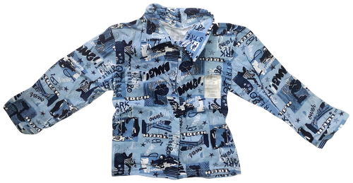 Рубашка для мальчика футер с длинными рукавами, синяя р. 68 13131 Рубашка для мальчика футер с длинными рукавами, синяя р. 68 13131