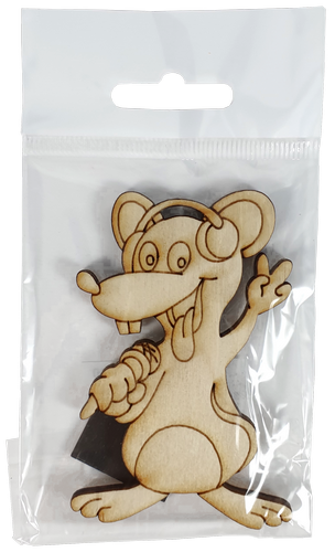 Фигурка фанерная - Мышонок №  8 в наушниках с микрофоном 54 х 88 мм с магнитом AS-4832, В-0390 фото 3