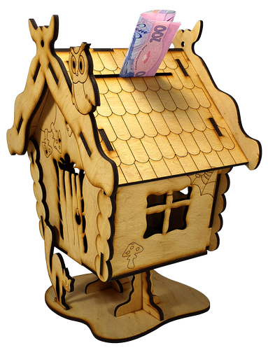 Домик № 19 копилка, избушка на курин.ножках 21,5 х 15 х 27 см из фанеры AS-4294