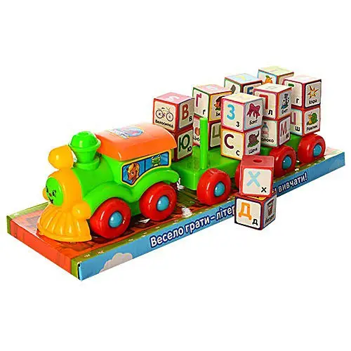 Игрушка Паровозик Буквовоз с кубиками в блистере  PL-401