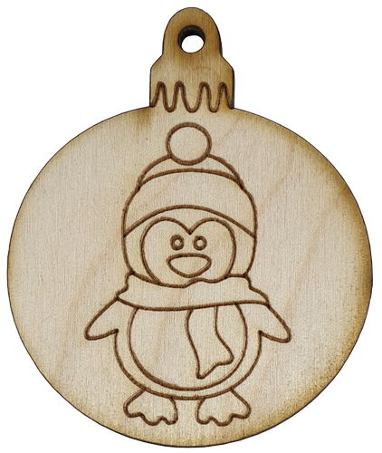 Фигурка фанерная - Елочный шар с пингвином 6 см  AS-4773