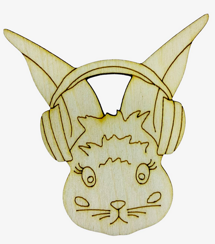 Фигурка фанерная - Кролик №  7 голова в наушниках  7*6,5см  AS-4581