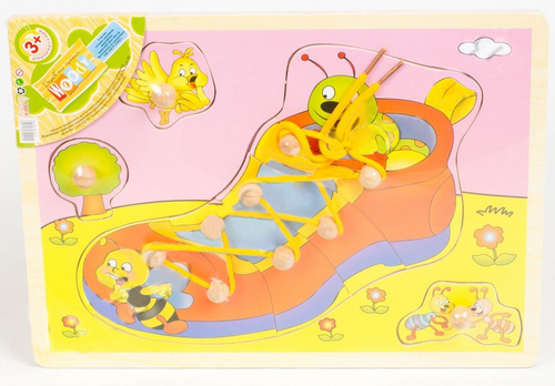 Игрушка Деревянная Шнуровка Ботинок А4  MD0214