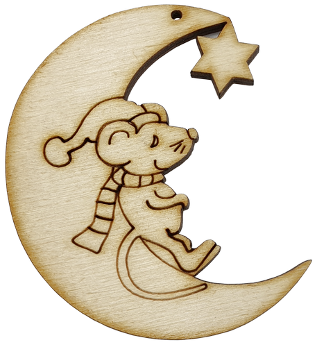 Фигурка фанерная - Мышонок на полумесяце 7 см AS-4688, В-0253