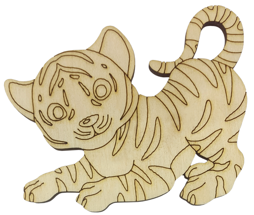 Фигурка фанерная - Тигр № 12 в игривой позе 7,5 х 6 см AS-4547