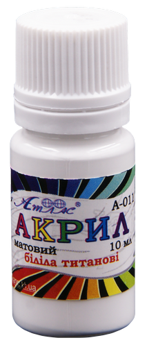 Краска акриловая Атлас 10 мл - Белила титановые AS-1101, А-011