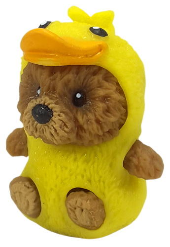 Игрушка силиконовая антистресс, Мишка в костюме утенка 7 см  04357