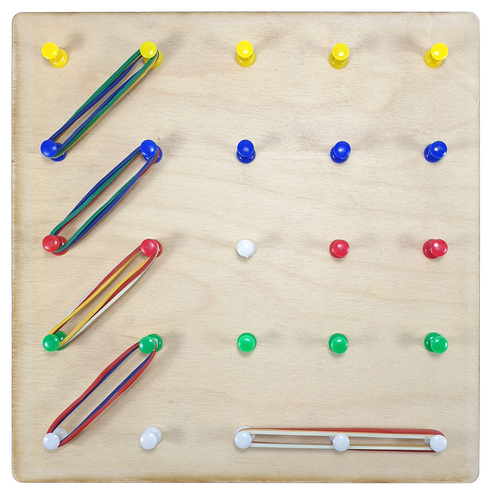 Геоборд или Планшет Математический 20 х 20 см - 25 пластиковых стоек + 15 резинок AS-7125