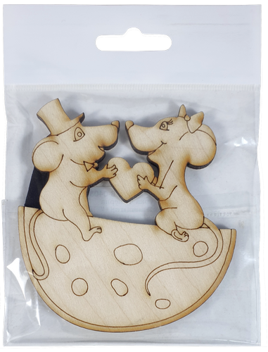 Фигурка фанерная - Мышонок № 26 влюбленные на сыре 85 х 95 мм с магнитом  AS-4850 фото 2