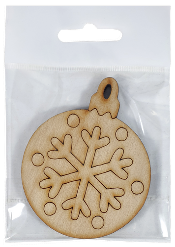 Фигурка фанерная - Елочный шар с большой снежинкой 6 см AS-4766, В-0195 фото 2