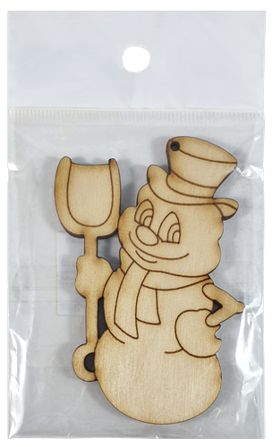 Фигурка фанерная - Снеговик с лопатой 5,5 х 8 см AS-4745, В-0228 фото 2