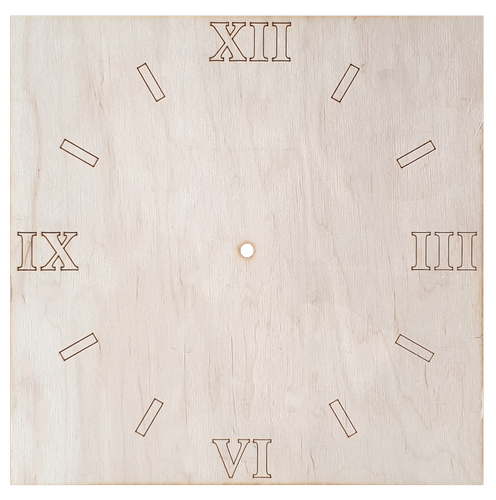 Основа для часов из фанеры 4 мм № 5 Квадрат с римскими цифрами 30 x 30 см AS-4554, В-0165