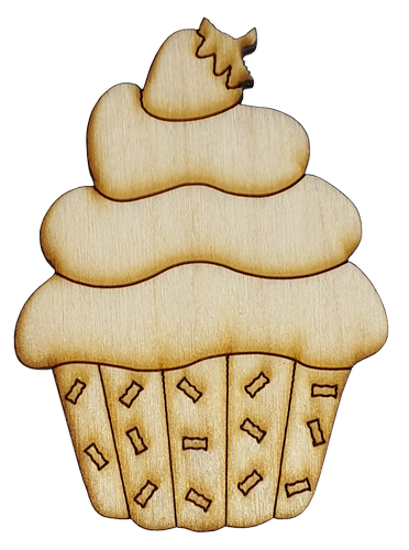 Фигурка фанерная - Пирожное с клубникой 5.7 х 4.2 см  AS-4699