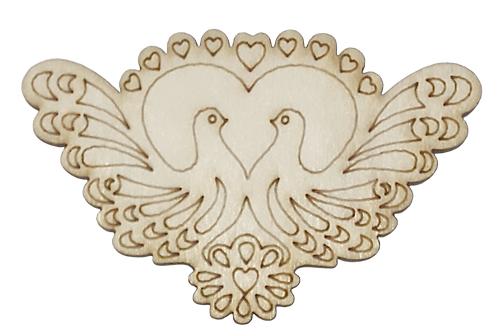 Фигурка фанерная - Сердце с двумя голубями 8 х 7 см AS-4717, В-0324