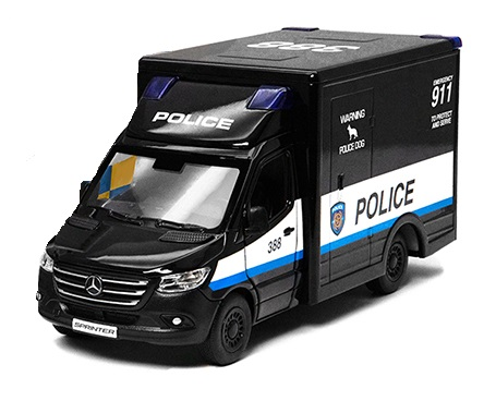 Машинка Kinsmart Mersedes-Benz Sprinter Police черная будка  KT5479W
