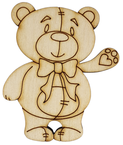 Фигурка фанерная - Мишка с бантом 6 см AS-4682