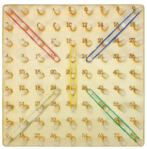 Геоборд или Планшет Математический 27 х 27см - 81 деревянных стоек + 25 резинок AS-7135