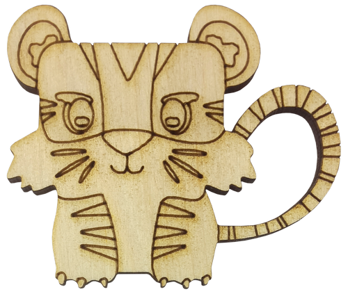 Фигурка фанерная - Тигр №  1 квадратный с длинным хвостом 6 х 5 см AS-4536