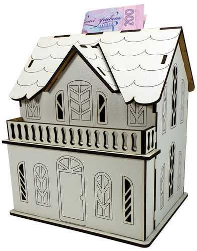 Дом № 13 копилка с двумя отделениями, из МДФ 16 х 13,5 х 18 см AS-6249, М-2086