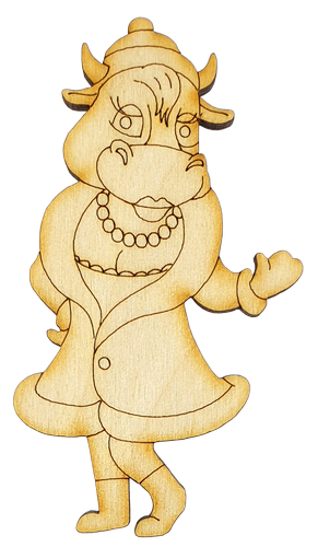 Фигурка фанерная - Корова или Бык № 16 в шубке 4,5 х 8 см + магнит AS-4529