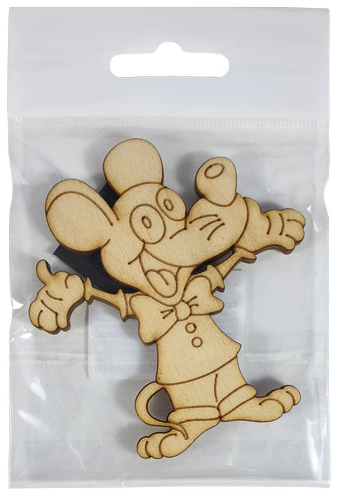 Фигурка фанерная - Мышонок №  9 с галстуком-бабочкой 72 х 80 мм с магнитом AS-4833, В-0391 фото 2