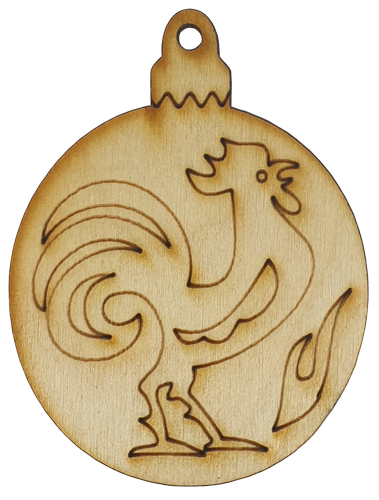 Фигурка фанерная - Елочный шар с петушком вправо 6 х 8 см AS-4772, В-0202