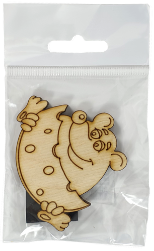 Фигурка фанерная - Мышонок №  4 с сыром полумесяцем 67 х 53 мм с магнитом AS-4828, В-0386 фото 2