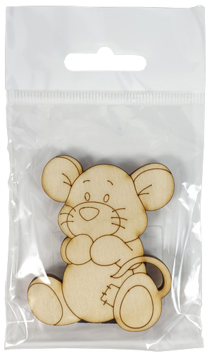 Фигурка фанерная - Мышонок №  2 с латкой 57 х 65 мм с магнитом AS-4826, В-0384 фото 3