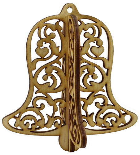 Новогоднее украшение Колокольчик 3D 8 см AS-4254, F-0132