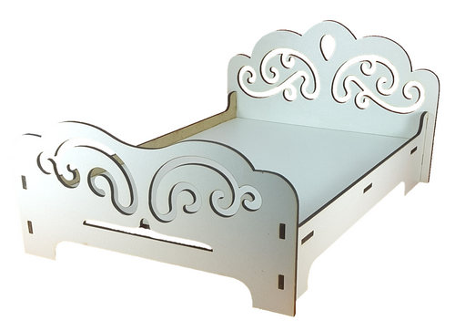 Мебель для кукол ростом 30 см - Кровать № 4 двойная из МДФ AS-6006, М-2033