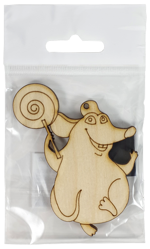 Фигурка фанерная - Мышонок № 20 с круглым леденцом 60 х 80 мм с магнитом AS-4844, В-0402 фото 2