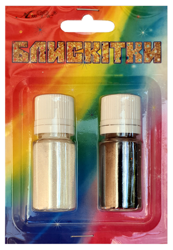 Блестки (Глиттер) Набор № 25 - 7 гр ( 2 шт ) - Белый + Черный AS-2225, А-995