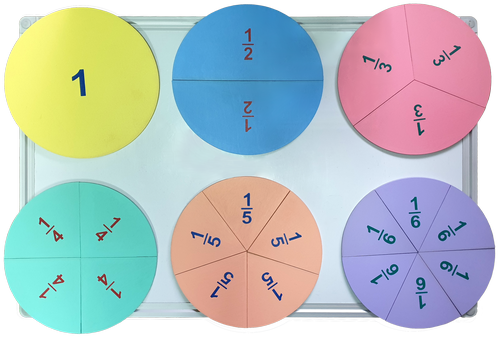 Дроби учебные от 1 до 6 частей d = 20 см ЦВЕТНЫЕ с цифрами на магнитах из фанеры AS-7110, О-00028 фото 3