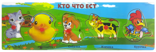 Игрушка Деревянная Пазл Кто что ест 30х10 см 13717