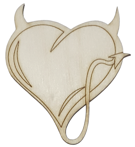 Фигурка фанерная - Сердце с рожками 6 х 6,5 см AS-4736, В-0331