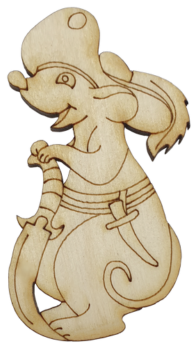 Фигурка фанерная - Мышонок № 27 пират с ножом 50 х 80 мм с магнитом AS-4851, В-0409