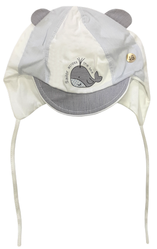 Кепка с козырьком х/б, белая с китом 12561